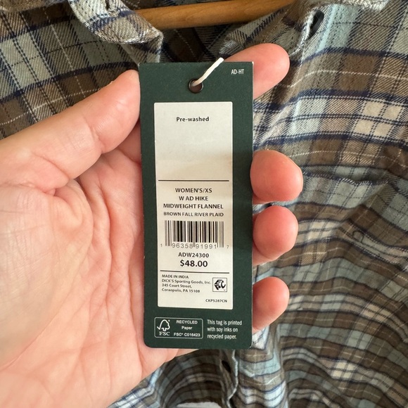 NWT! Women’s Alpine Design blue/tan plaid button down flannel shirt, XS - Picture 3 of 4